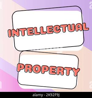 Hand writing sign Intellectual Property. Internet Concept work or invention that is the result of creativity Stock Photo