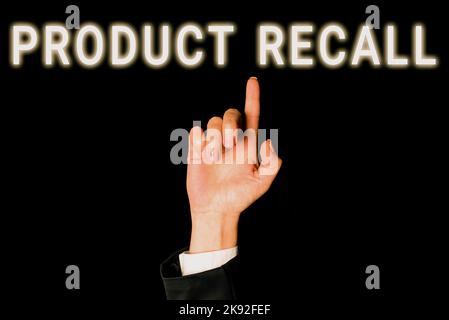 Writing displaying text Product Recall. Business showcase request to return the possible product issues to the market Stock Photo