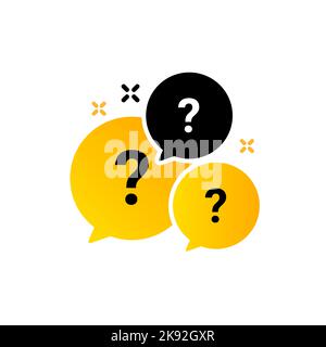 Question bubbles vector icon logo. Faq box illustration ask question bubble answer background chat. Stock Vector
