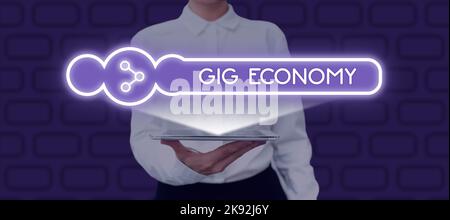 Sign displaying Gig Economy. Business idea a market system distinguished by shortterm jobs and contracts Stock Photo