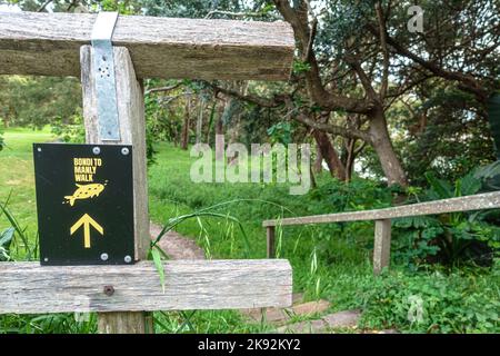 A sign for the Bondi to Manly Walk at Vaucluse Park in Sydney, Australia Stock Photo