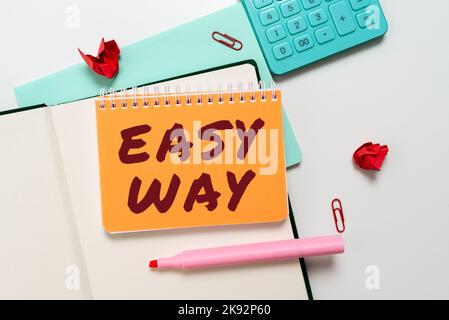 Text caption presenting Easy Way. Word Written on making hard decision between two less and more effort method Stock Photo