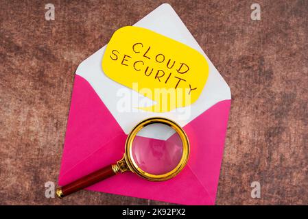 Sign displaying Cloud Security. Word Written on Imposing a secured system of existing data in the Internet Stock Photo