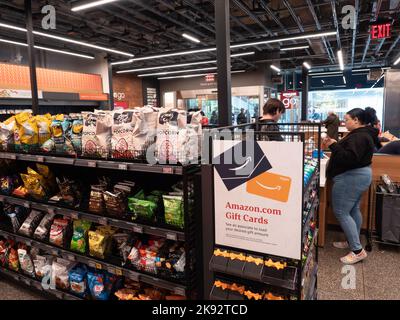 The inside of a Amazon Go store in New York City.  Photo by Francis Specker Stock Photo