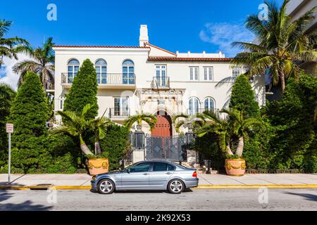 MIAMI, USA - AUG 5, 2013: Versace mansion. In 1997 the world gasped as Gianni Versace was shot to death on the doorstep of his Miami South Beach mansi Stock Photo