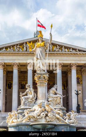 VIENNA, AUSTRIA - APR 27, 2015: Built In 1883 The Austrian Parliament Building ) in Vienna is where the two houses of the Austrian Parliament conduct Stock Photo