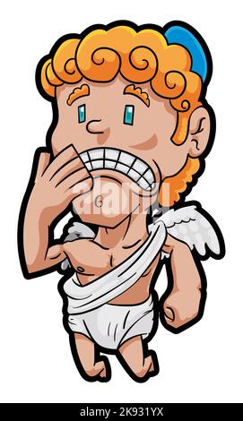 Worried guardian angel with uh-oh gesture, after watching the actions of his protected. Stock Vector