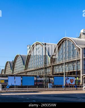 FRANKFURT, GERMANY - MARCH 2, 2013: outside the Frankfurt central station in Frankfurt, Germany. With about 350.000 passengers per day its the most fr Stock Photo