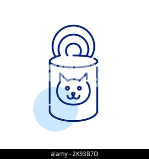 Open can of cat food. Pixel perfect, editable stroke line icon Stock Vector