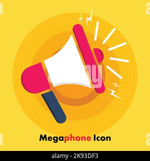 Announcement megaphone vector icon on yellow Background Stock Vector