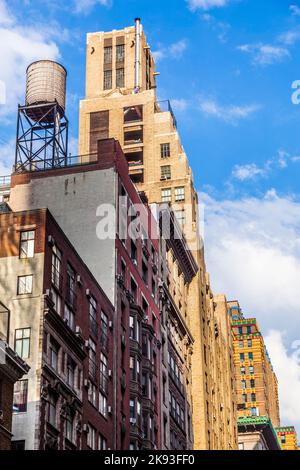 NEW YORK, USA - JUL 11, 2010: high old brick skyscraper in new York, USA. In 1950 New York had 87 brick sSkyscraper with more than 400 feet high from Stock Photo