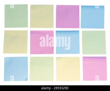 Blank sticky note papers isolated on a white background Stock Photo