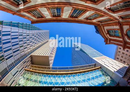 FRANKFURT - APRIL 23: perspective of PalaisQuartier on April 23, 2011 in Frankfurt. In 2009 the architects  Engel und Zimmermann combined the old pala Stock Photo