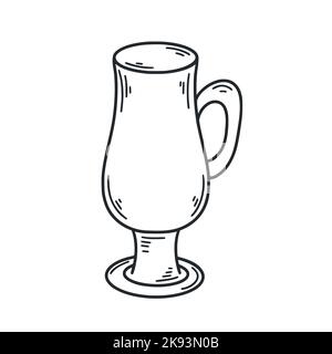Glass on leg for cappuccino sketch vector illustration Stock Vector