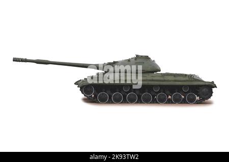 Old soviet tank closeup isolated on white background Stock Photo