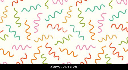 Abstract squiggle pattern background border. Fun modern border design of wavy lines in trendy colours. Stock Vector