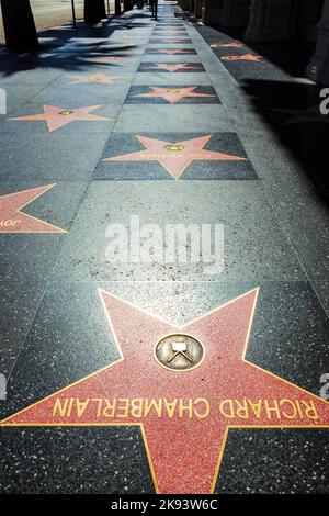 HOLLYWOOD - JUNE 26: Richard Chamberlains star on Hollywood Walk of Fame on June 26, 2012 in Hollywood, California. This star is located on Hollywood Stock Photo