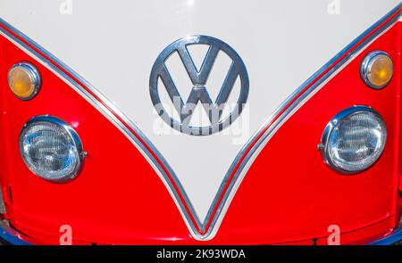 STEINBACH, GERMANY, AUG 18: beautiful restored VW Bully on Aug 18,2012 in Steinbach, Germany. Production of Type T1 (VW BULLY) started in 1950 in Wolf Stock Photo