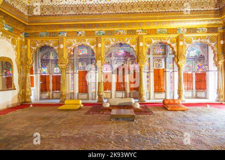 JODHPUR, INDIA - OCT 22: inside the meherangarh fort on October 22, 2012 in Jodhpur, India. The museum in the Mehrangarh fort is one of the most well- Stock Photo