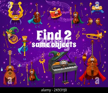 Find two same cartoon musical instrument characters. objects compare ...