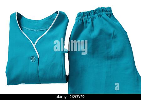 nurse work clothes in ukrainian hospital on white background Stock Photo
