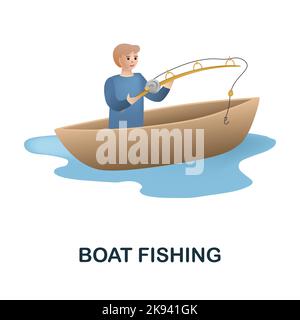 Boat Fishing icon. 3d illustration from fishing collection. Creative Boat Fishing 3d icon for web design, templates, infographics and more Stock Vector