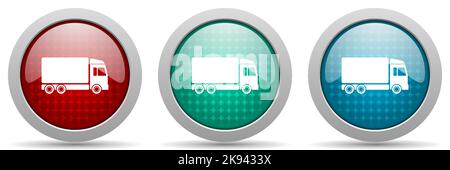 Delivery vector icon set, glossy web buttons collection Stock Vector