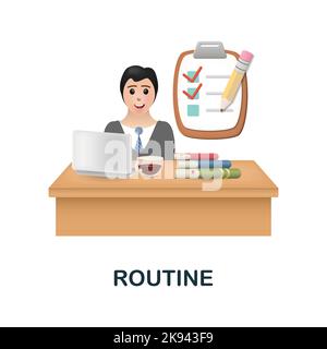 Routine icon. 3d illustration from human productivity collection. Creative Routine 3d icon for web design, templates, infographics and more Stock Vector