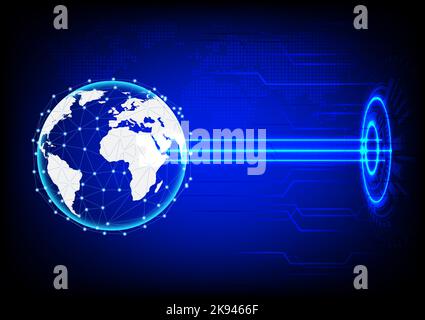 Vector illustration Hi Technology style line digital glow world connection network line online concept Stock Vector