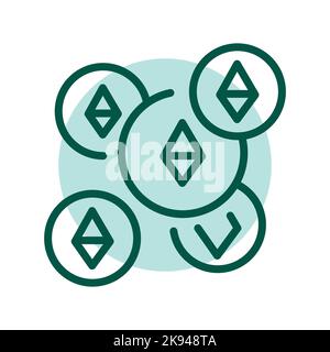 Cryptocurrency black line icon. Virtual money. Stock Vector