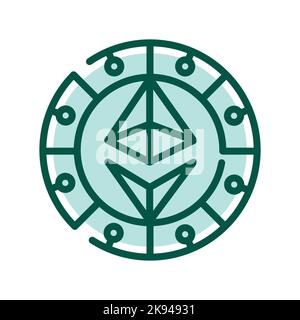 Token black line icon. Virtual money. Stock Vector