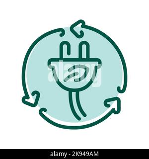 Eco electricity olor line icon. Pictogram for web page Stock Vector