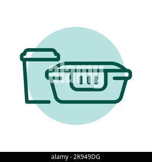 Eco recycled tableware olor line icon. Pictogram for web page Stock Vector
