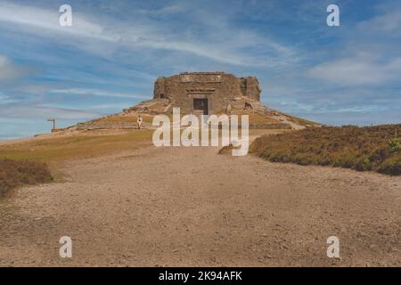The pathway to the Moel Famau mountain peak in Wales Stock Photo