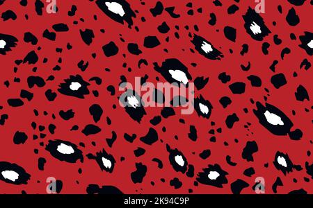 Abstract modern leopard seamless pattern. Animals trendy background. Red and black decorative vector stock illustration for print, card, postcard Stock Vector