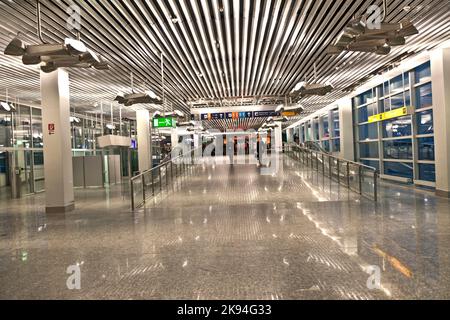 Hamburg, Germany - October 26, 2011:  Arriving in A-Finger  Terminal 1 in Frankfurt, Germany. The A-Finger was inaugurated 2010 and offers 12 addition Stock Photo