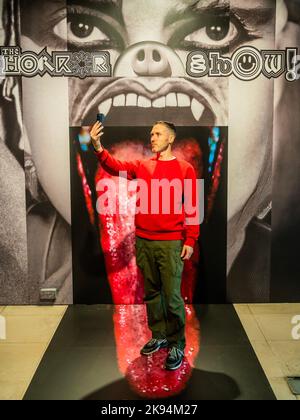 London, UK. 26th Oct, 2022. The selfie area - The Horror Show! at Somerset House. A new exhibition exploring how ideas rooted in horror have informed the last 50 years of creative rebellion in Britain. Telling the story in three acts - Monster, Ghost and Witch. Credit: Guy Bell/Alamy Live News Stock Photo