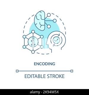 Encoding information in brain concept turquoise icon Stock Vector