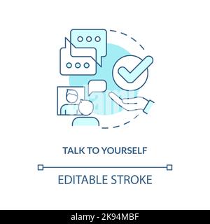 Talk to yourself concept turquoise icon Stock Vector