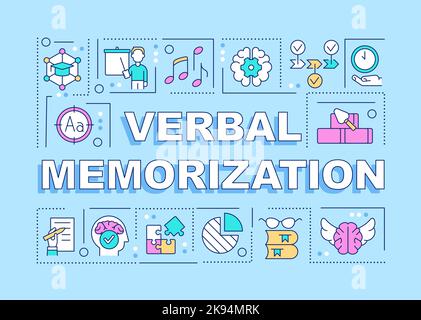 Verbal memorization word concepts turquoise banner Stock Vector