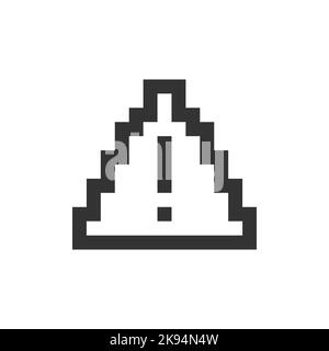 Triangle shaped caution sign pixelated ui icon Stock Vector