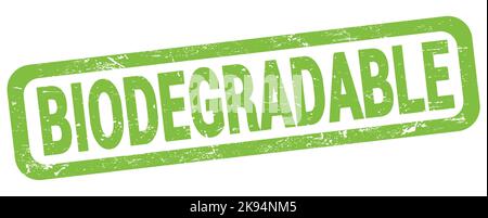 BIODEGRADABLE text written on green rectangle stamp sign. Stock Photo