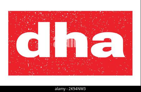 dha text written on red grungy stamp sign. Stock Photo