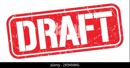 DRAFT text written on red grungy stamp sign. Stock Photo