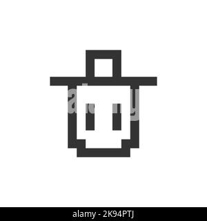 Trash can pixelated ui icon Stock Vector