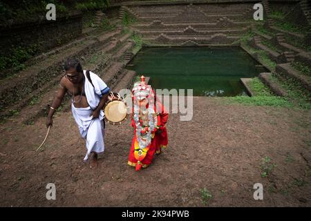 Beautiful temple fresh water ponds from Kerala Stock Photo