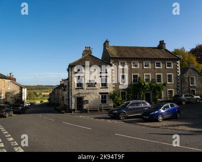 Main street in centre of historic market town of Leyburn in Wensleydale North Yorkshire Dales England UK Stock Photo