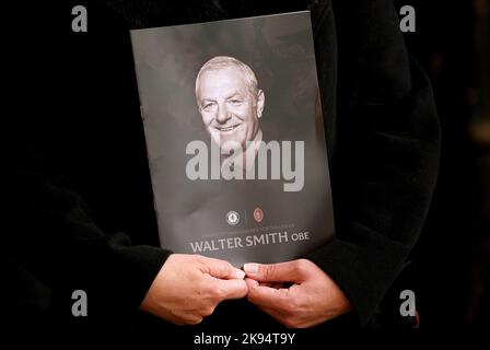 File photo dated 19-11-2021 of the order of service for the memorial of Walter Smith. Rangers have revealed plans for a statue of Walter Smith at Ibrox, announcing the news on the first anniversary of their former manager's death. Issue date: Wednesday October 26, 2022. Stock Photo