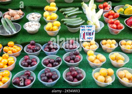 Fruit and vegetable stall, Berwick Street Market, Soho, London, UK Stock Photo