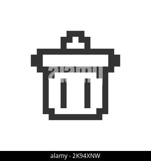 Trash can pixelated ui icon Stock Vector